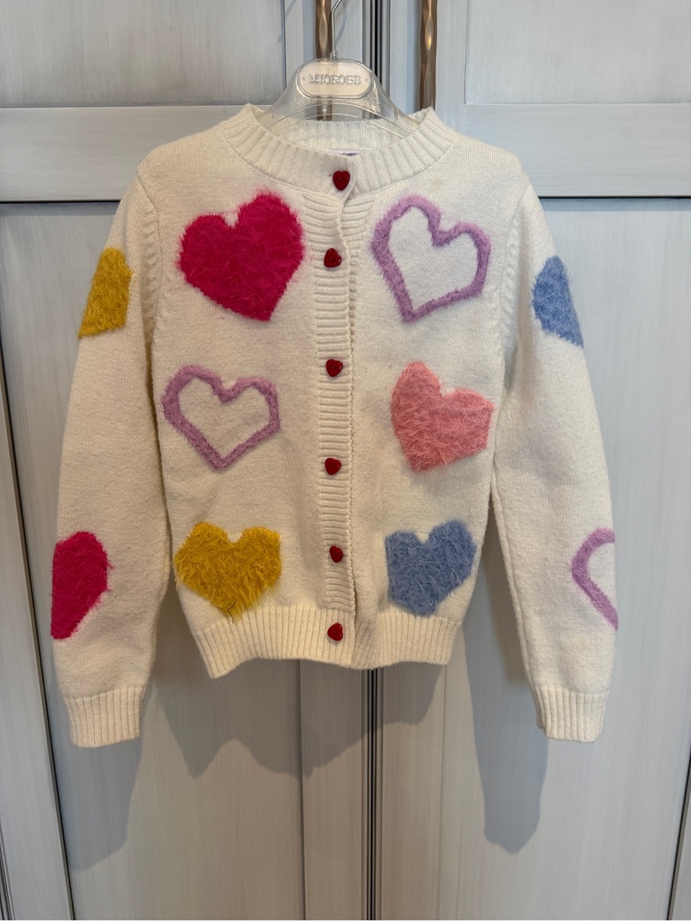 Lola + The Boys Fuzzy Hearts Cardigan